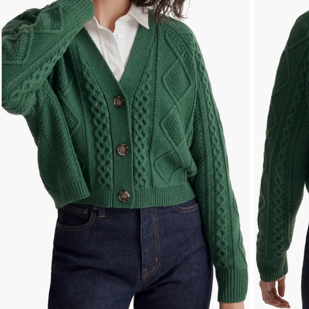 Madewell Cable Crop Cardigan NWT